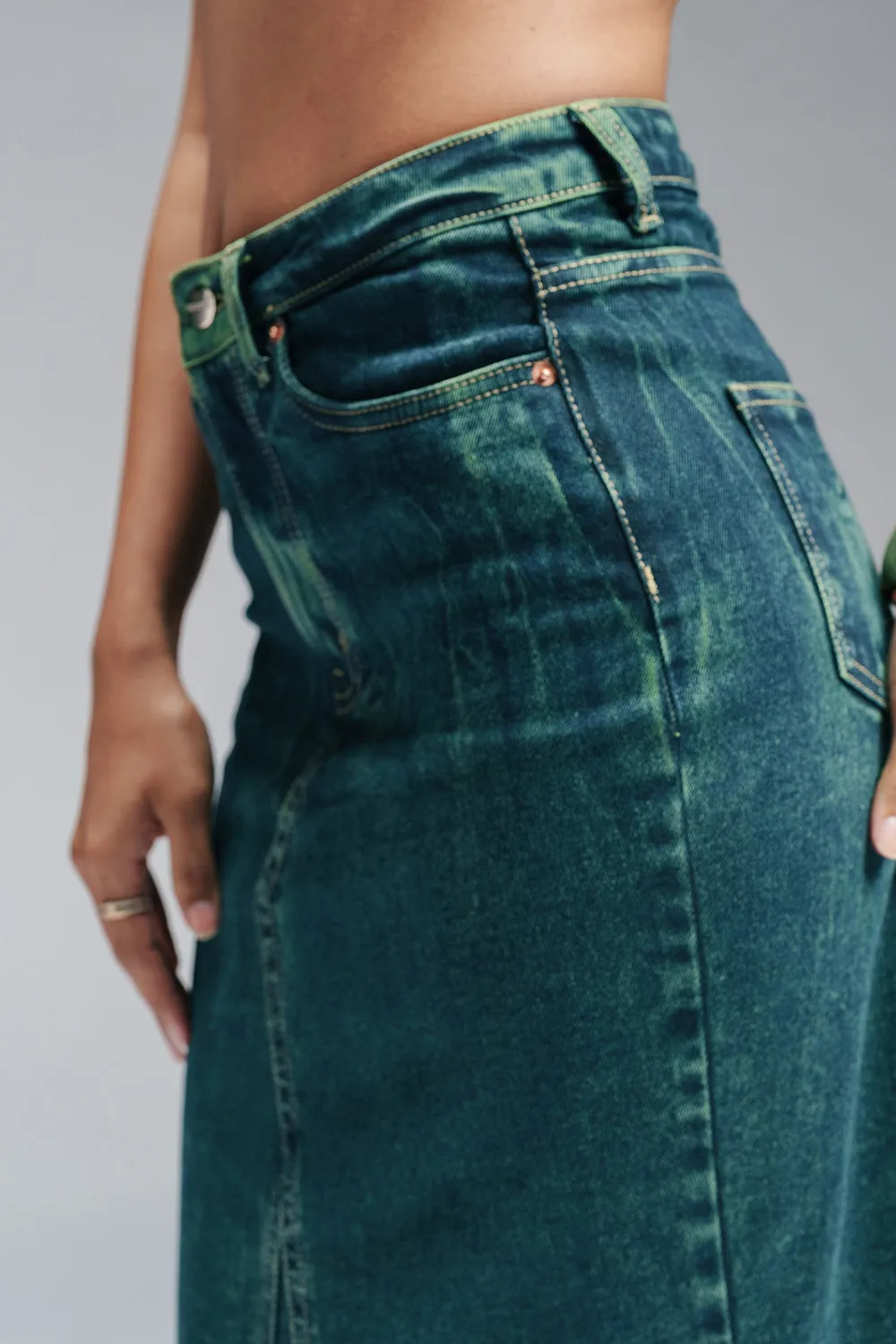 Emerald Burst Denim Mermaid Skirt