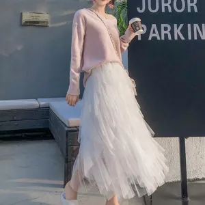 Eugenia® | Irregular and layered long skirt with ruffles