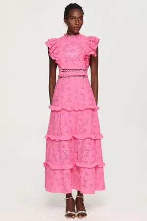 Evvie Round Neck Lace Layered Maxi Dress