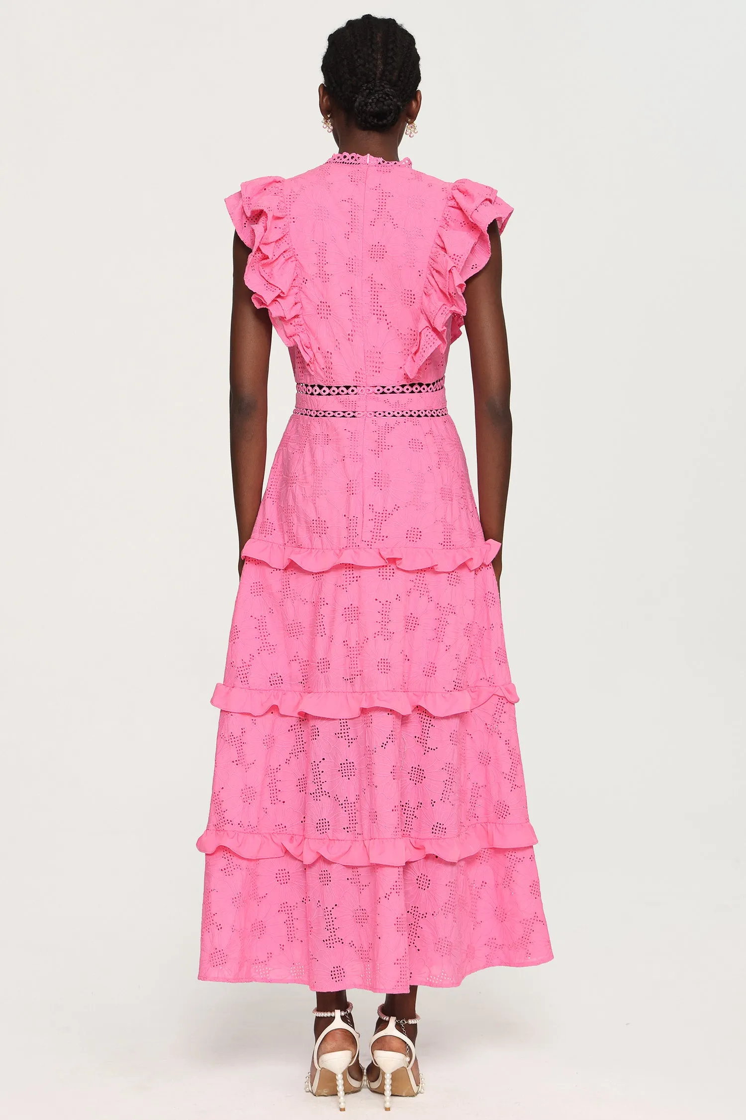 Evvie Round Neck Lace Layered Maxi Dress