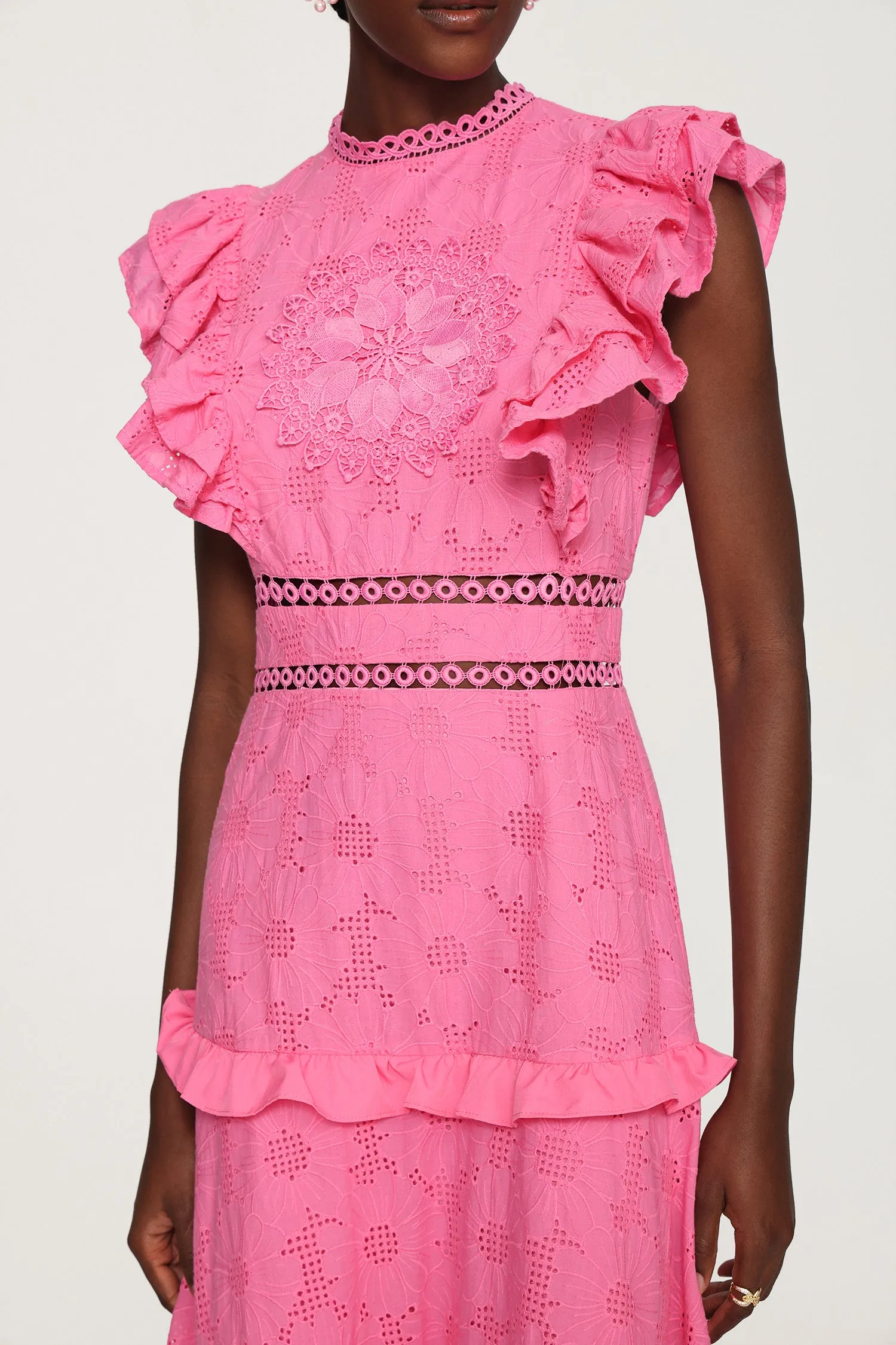 Evvie Round Neck Lace Layered Maxi Dress