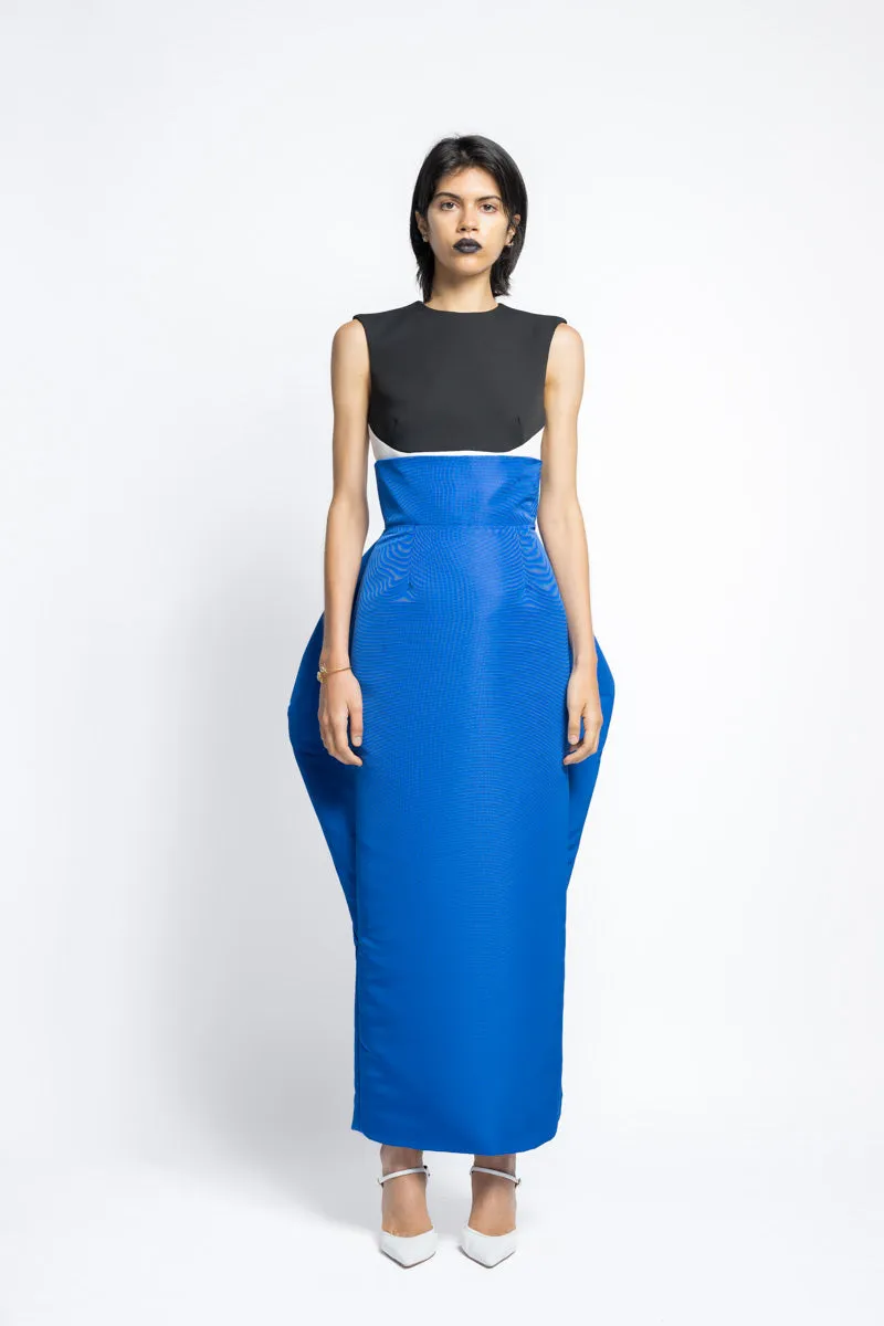 Faille Pencil Skirt With Petal Drape Back Detail