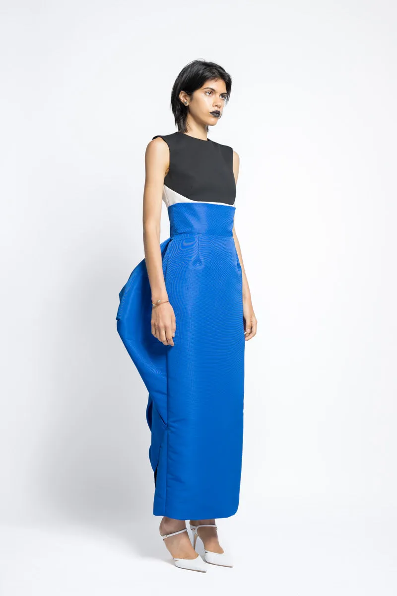 Faille Pencil Skirt With Petal Drape Back Detail
