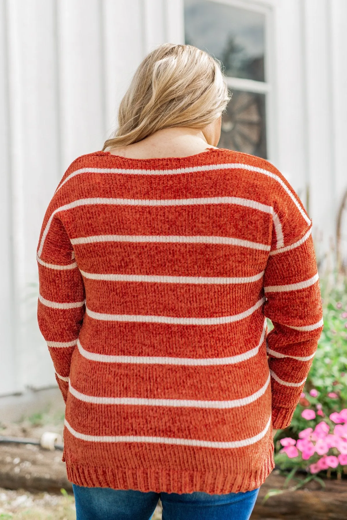 Faithfully Yours Striped Knit Sweater- Copper & Ivory
