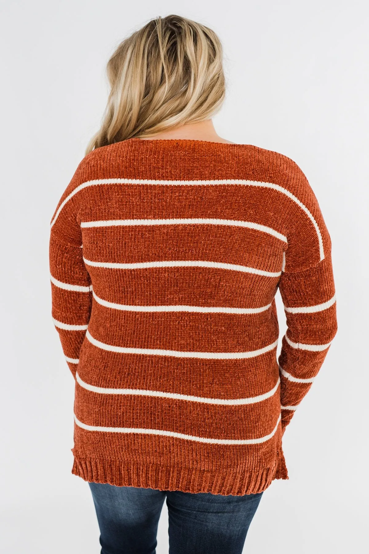 Faithfully Yours Striped Knit Sweater- Copper & Ivory