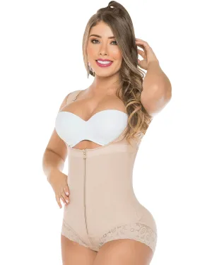 Fajas Salome Open Bust Panty Post Op Faja Shapewear for Women with Wide Straps and Front Zipper Powernet