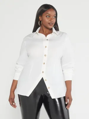 Fashion To Figure - Amelie Asymmetrical Hem Button-Down Shirt