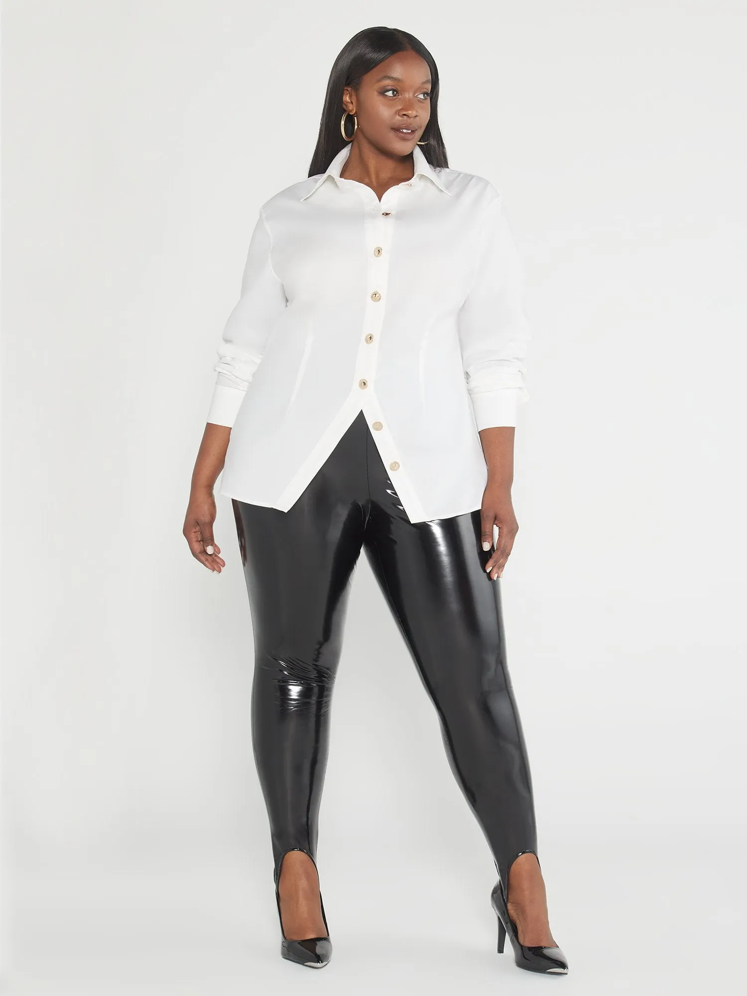 Fashion To Figure - Amelie Asymmetrical Hem Button-Down Shirt