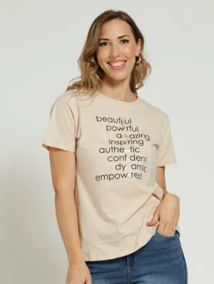 Feminine Words Tee - Fawn