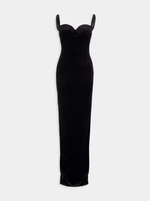 Fitted Black Velvet Gown