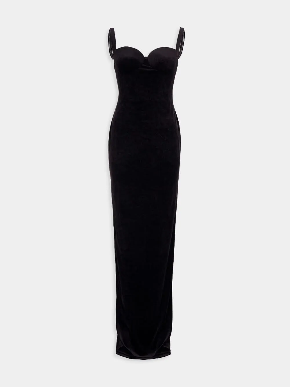 Fitted Black Velvet Gown