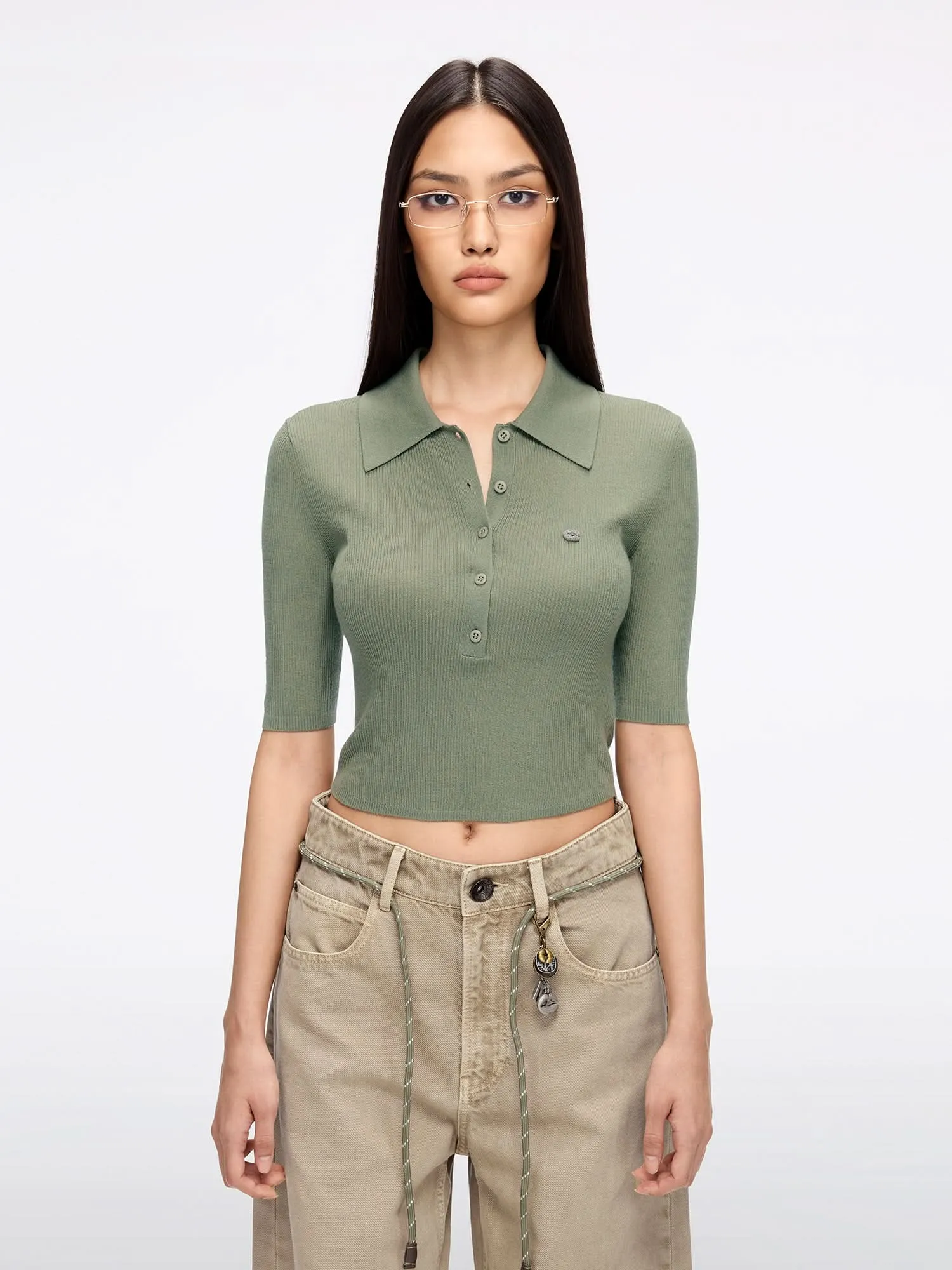 Fitted Cropped Knit Top