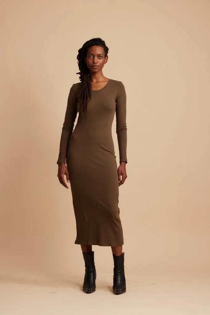 Fitted Long Sleeve Dress, Forest