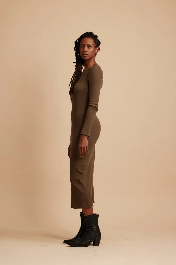 Fitted Long Sleeve Dress, Forest