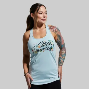 Floral Calligraphy Staple Tank (Sky Blue)