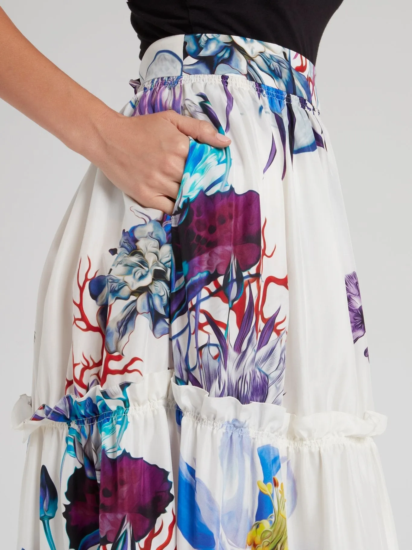 Floral Print High Waist Maxi Skirt
