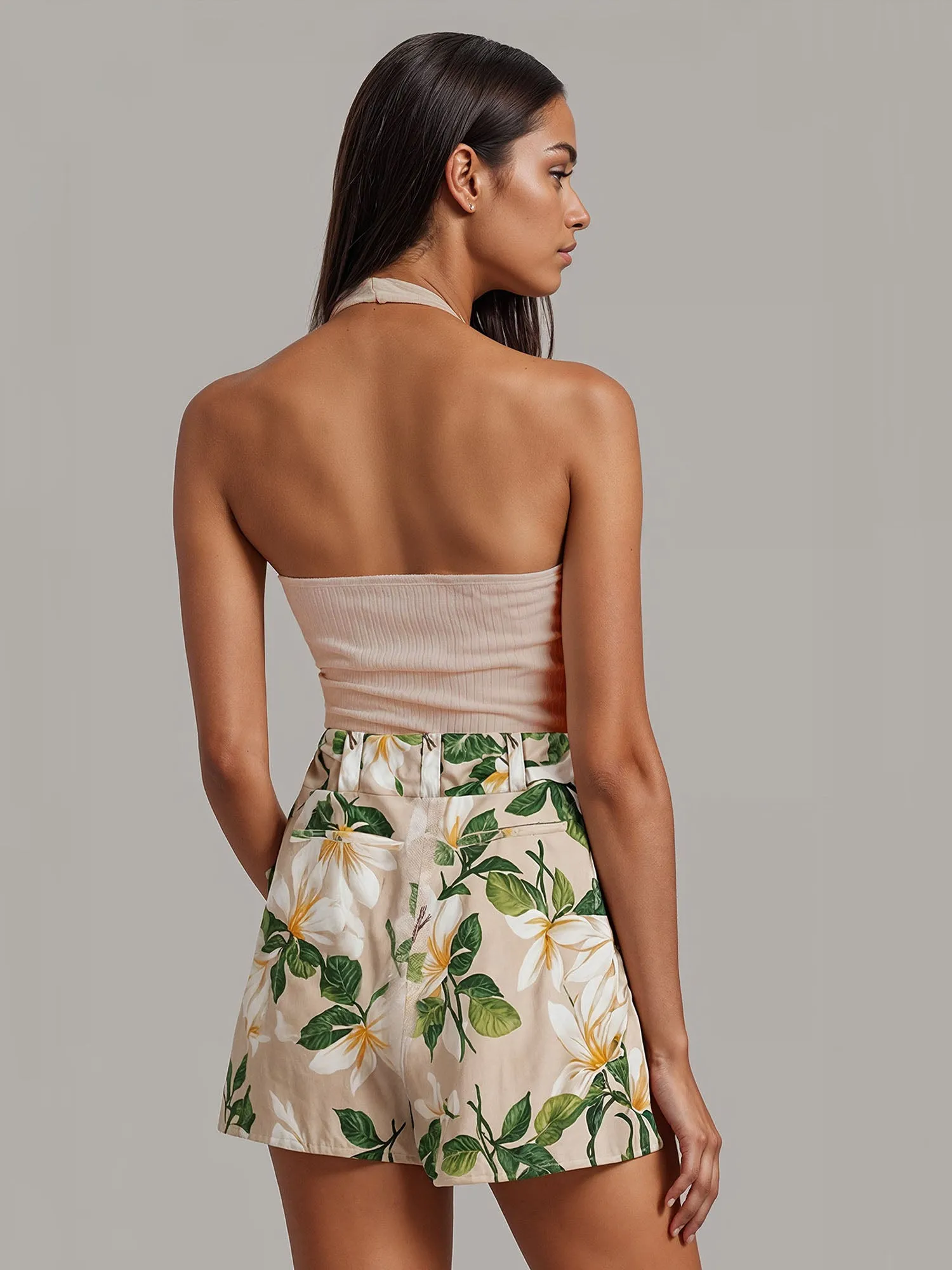 Floral Printed Linen Shorts