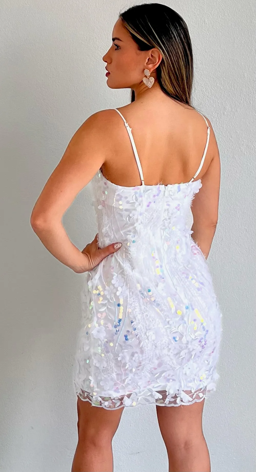 Flowers & Dreams Floral Sequins Mini Dress