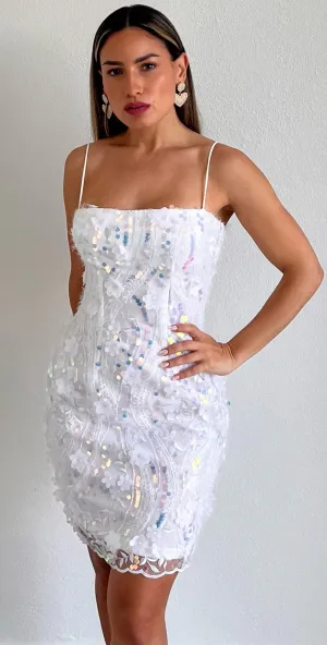 Flowers & Dreams Floral Sequins Mini Dress