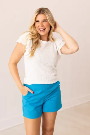 Flutter Sleeve Top In White