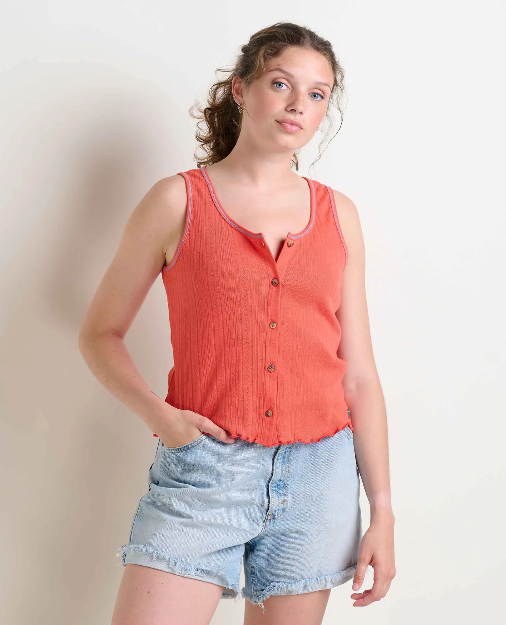 Foothill Pointelle Button Tank - T1112503