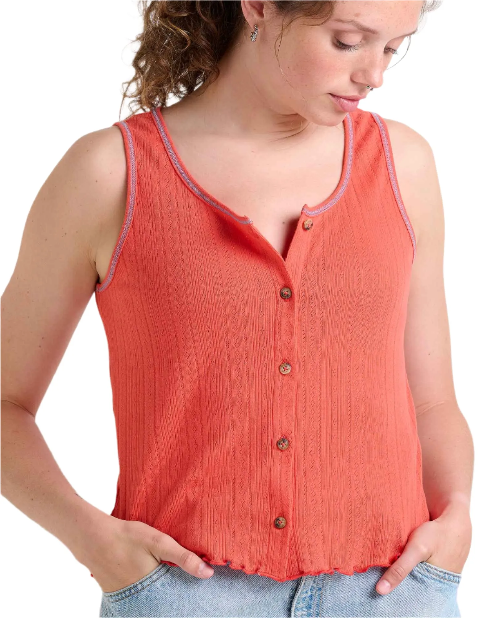 Foothill Pointelle Button Tank - T1112503