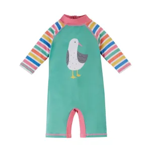 Frugi Sun Safe Suit Aqua Seagull