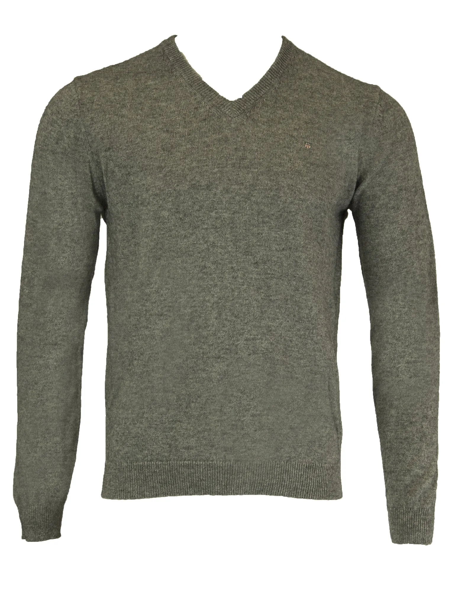 Gant Men's O2 College V-Neck Sweater, Medium, Dark Grey Melange