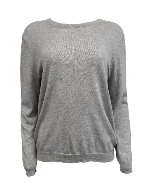 GANT RUGGER Women's Light Grey Cotton Silk Blend Crue Sweater 488813 Size XL