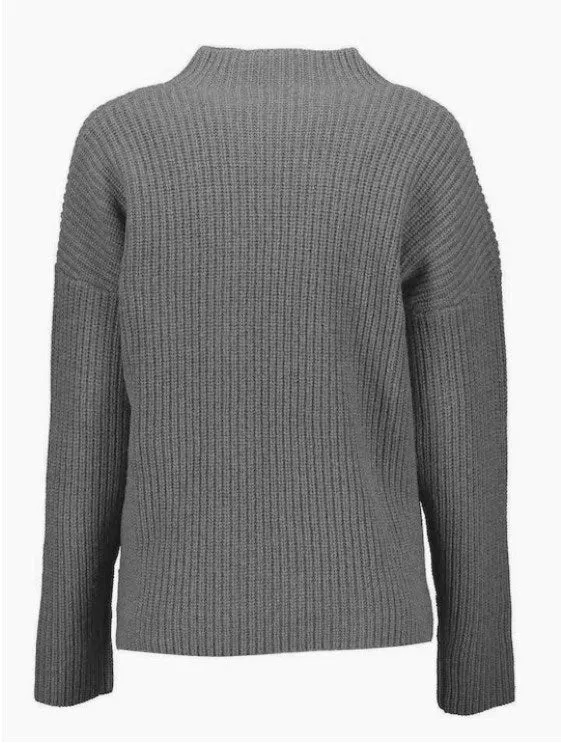 GANT Women's Light Grey Wool Rib Mock Neck Sweater $185 NWT
