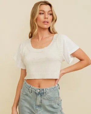Gigi Knit Vest with Short Sleeve Top