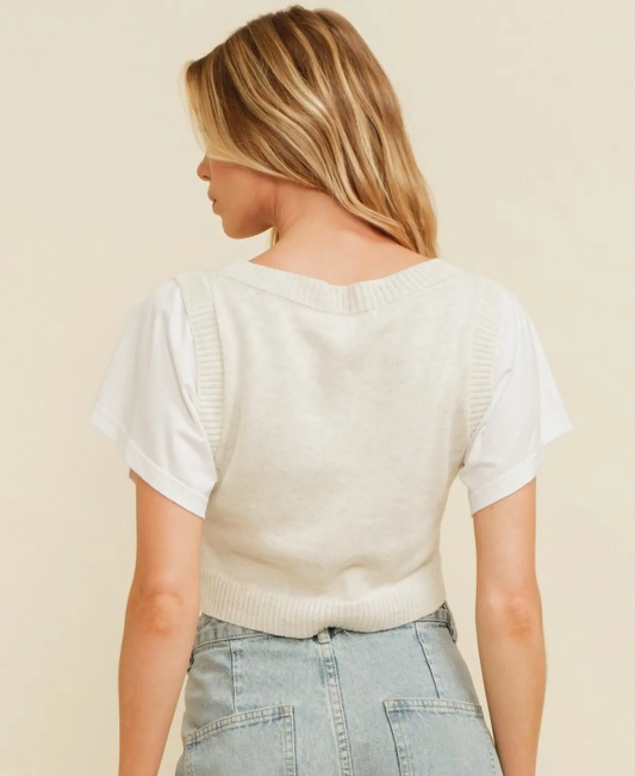 Gigi Knit Vest with Short Sleeve Top
