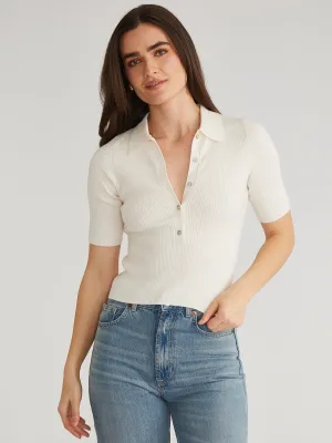 Ginny: Short Sleeve Johnny Collar Top