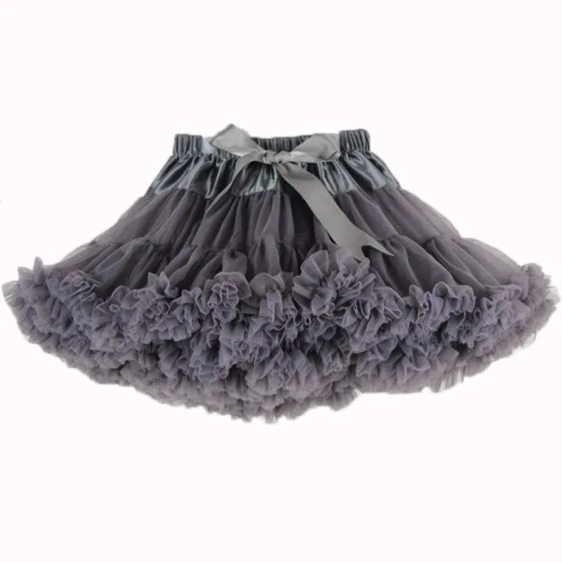 Girls Fluffy 2-18 Years Chiffon Pettiskirt Solid Colors tutu skirts girl Dance Skirt Christmas Tulle Petticoat