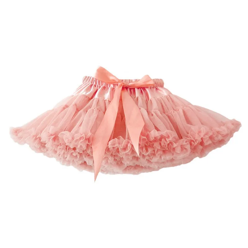Girls Fluffy 2-18 Years Chiffon Pettiskirt Solid Colors tutu skirts girl Dance Skirt Christmas Tulle Petticoat
