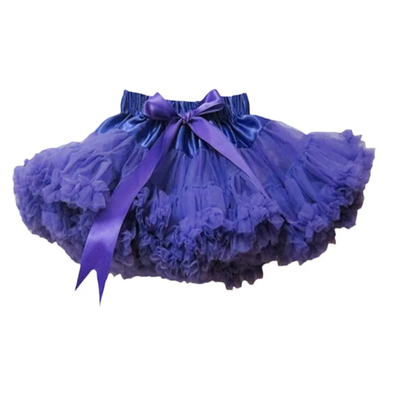 Girls Fluffy 2-18 Years Chiffon Pettiskirt Solid Colors tutu skirts girl Dance Skirt Christmas Tulle Petticoat
