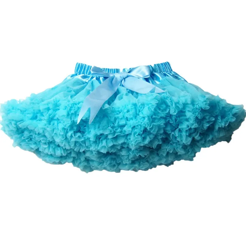 Girls Fluffy 2-18 Years Chiffon Pettiskirt Solid Colors tutu skirts girl Dance Skirt Christmas Tulle Petticoat