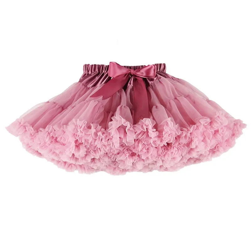 Girls Fluffy 2-18 Years Chiffon Pettiskirt Solid Colors tutu skirts girl Dance Skirt Christmas Tulle Petticoat