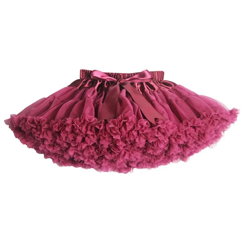 Girls Fluffy 2-18 Years Chiffon Pettiskirt Solid Colors tutu skirts girl Dance Skirt Christmas Tulle Petticoat