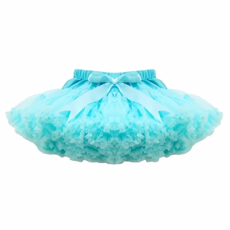 Girls Fluffy 2-18 Years Chiffon Pettiskirt Solid Colors tutu skirts girl Dance Skirt Christmas Tulle Petticoat