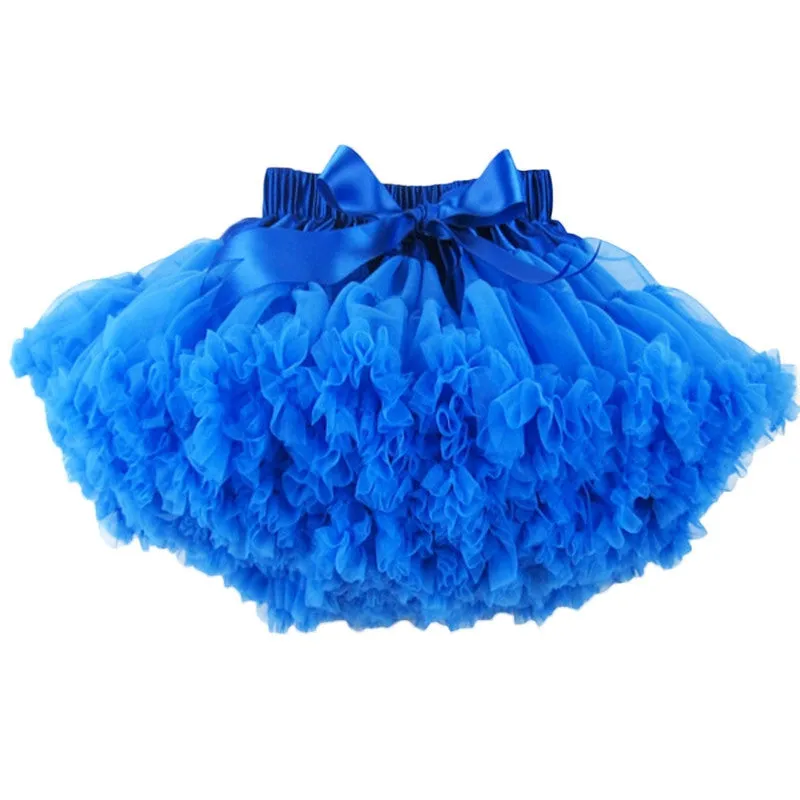 Girls Fluffy 2-18 Years Chiffon Pettiskirt Solid Colors tutu skirts girl Dance Skirt Christmas Tulle Petticoat