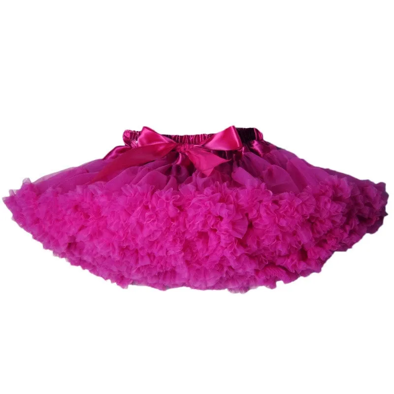 Girls Fluffy 2-18 Years Chiffon Pettiskirt Solid Colors tutu skirts girl Dance Skirt Christmas Tulle Petticoat