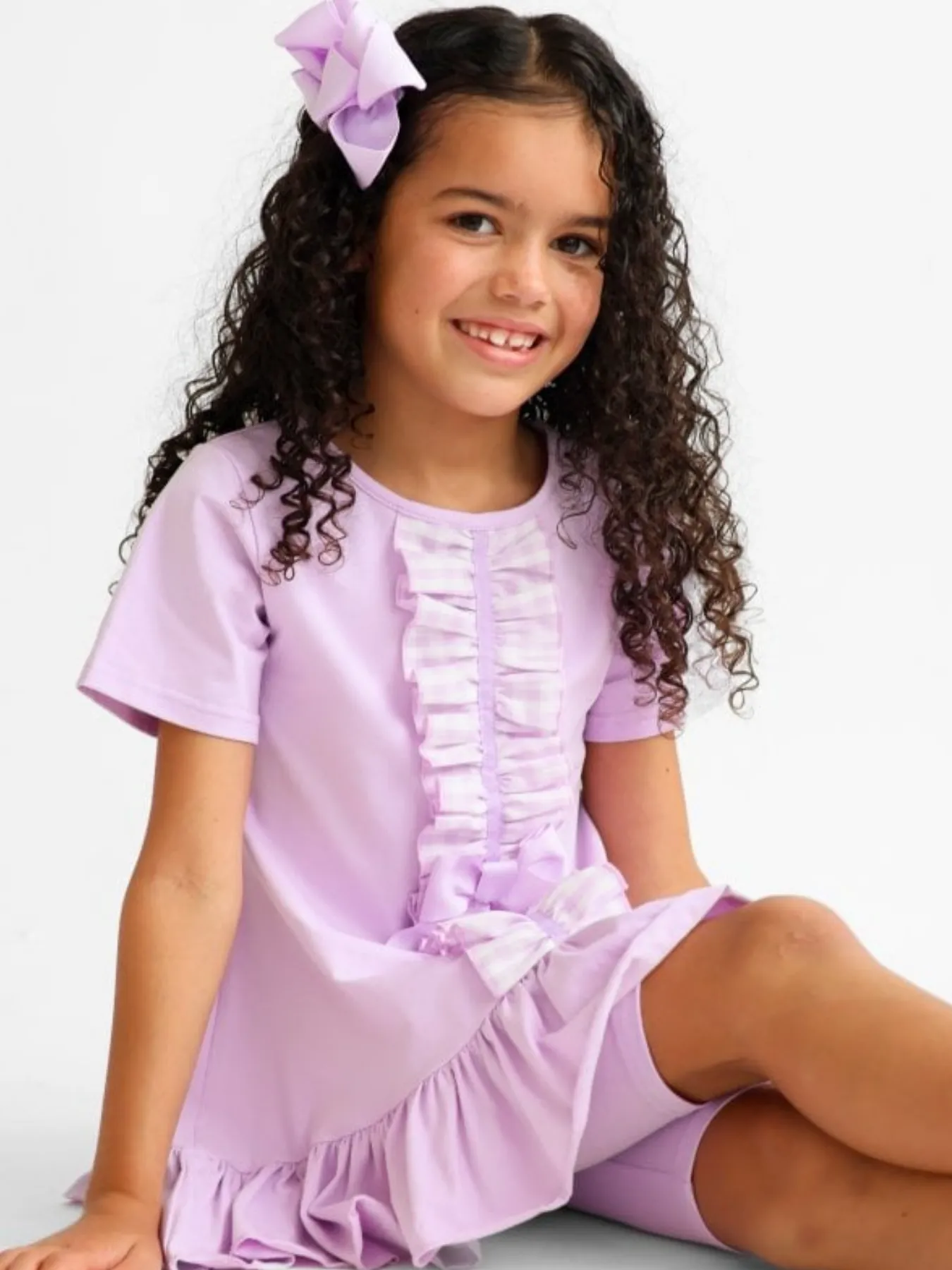 Girls 'Larosa' 3-Piece Frilly Outfit Set With Leggings & Shorts - Lilac