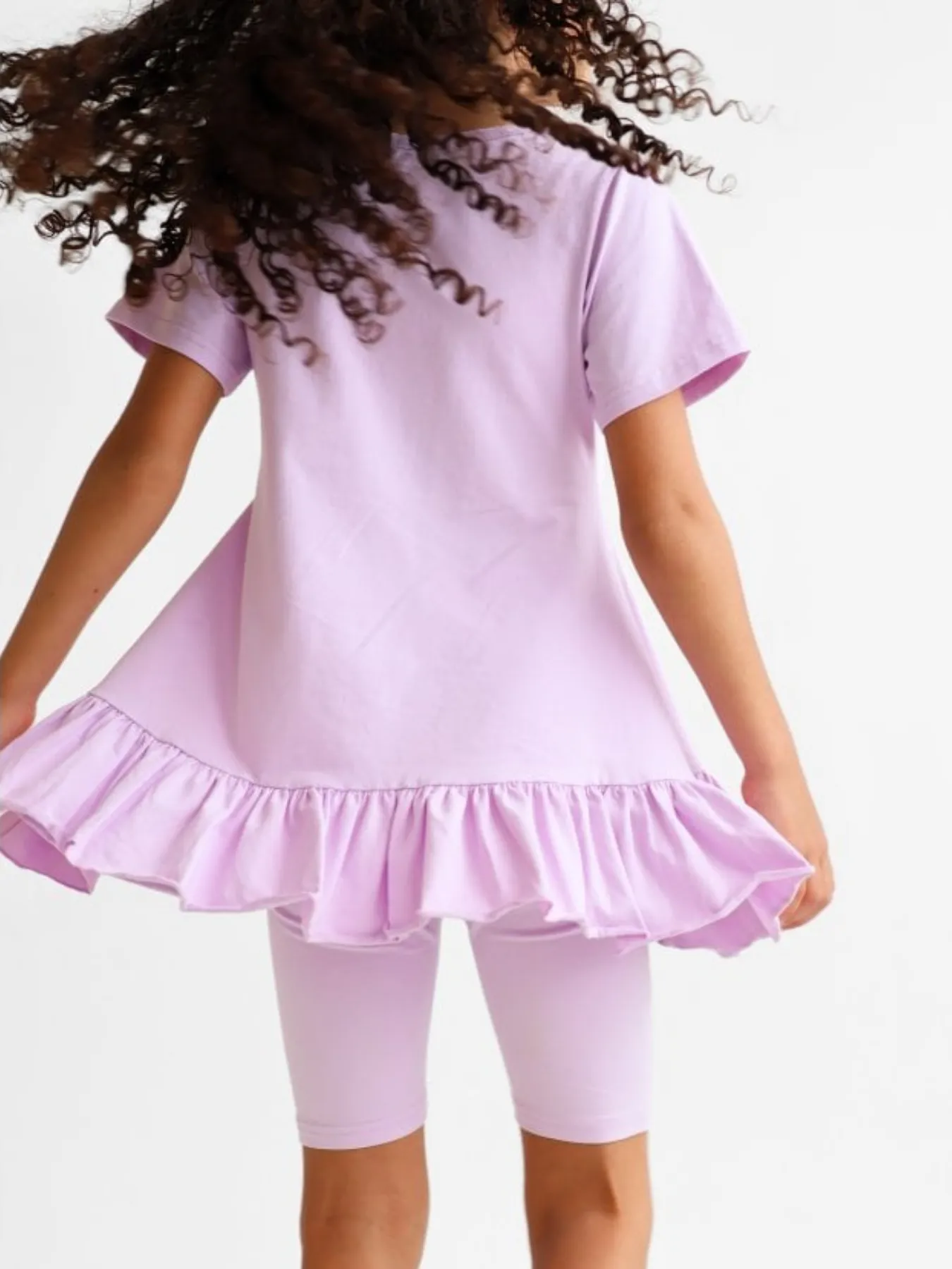 Girls 'Larosa' 3-Piece Frilly Outfit Set With Leggings & Shorts - Lilac