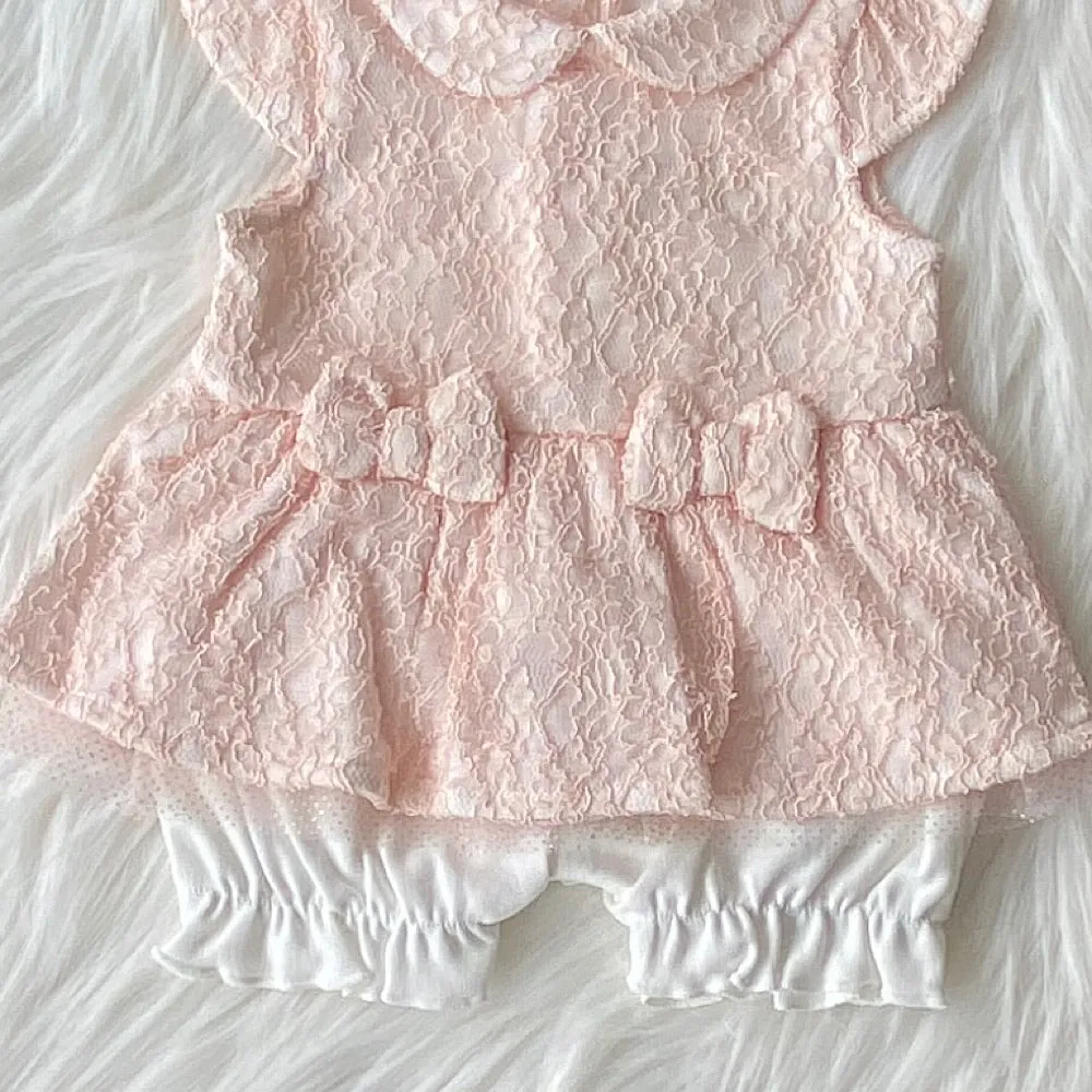 Girls Peach and cream romper