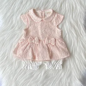 Girls Peach and cream romper