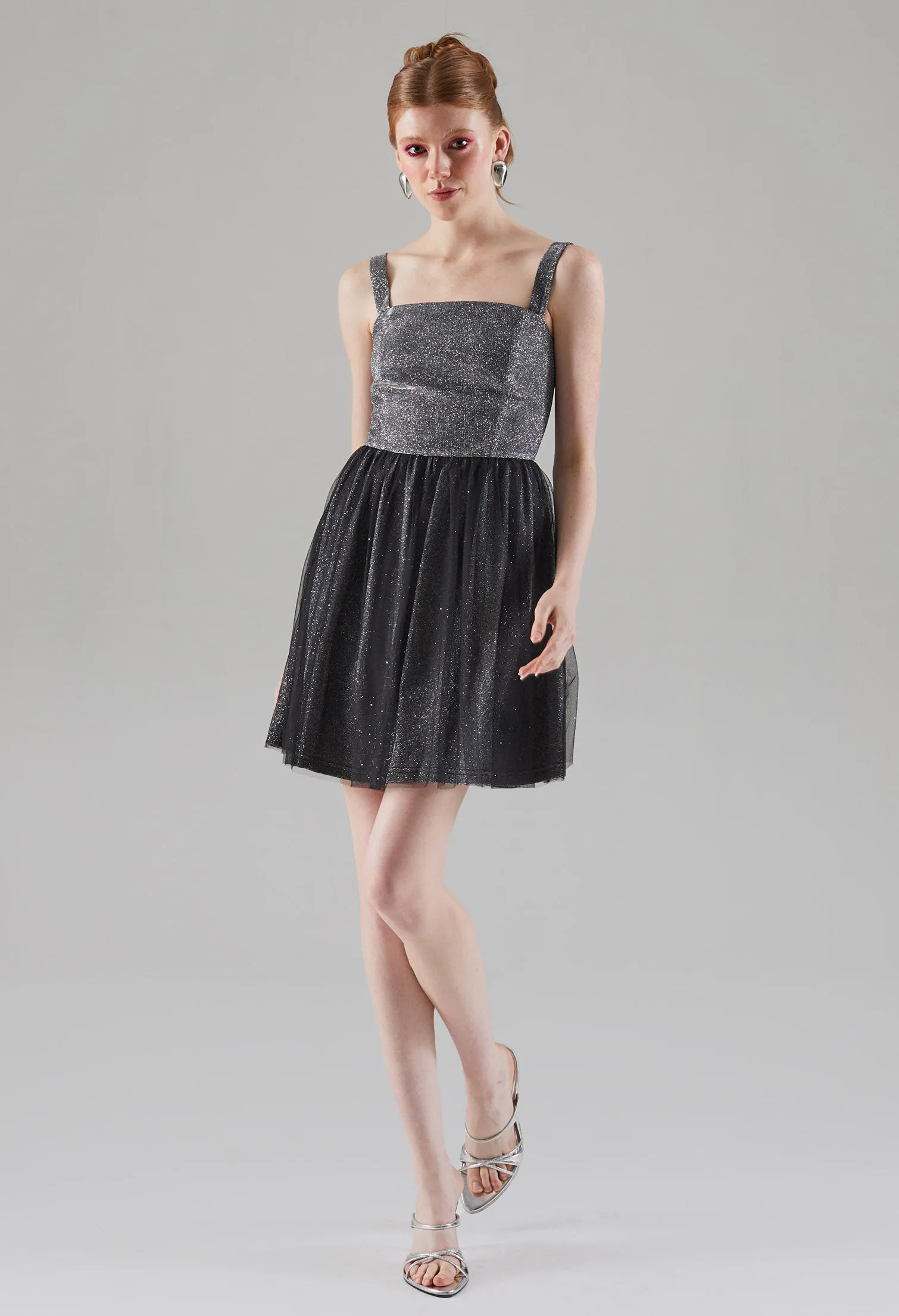 Glittery Chiffon Mini Dress