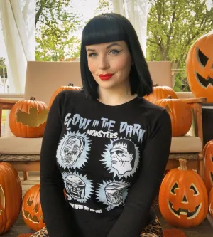 GLOW IN THE DARK MONSTERS  FITTED SWEATER *BLACK