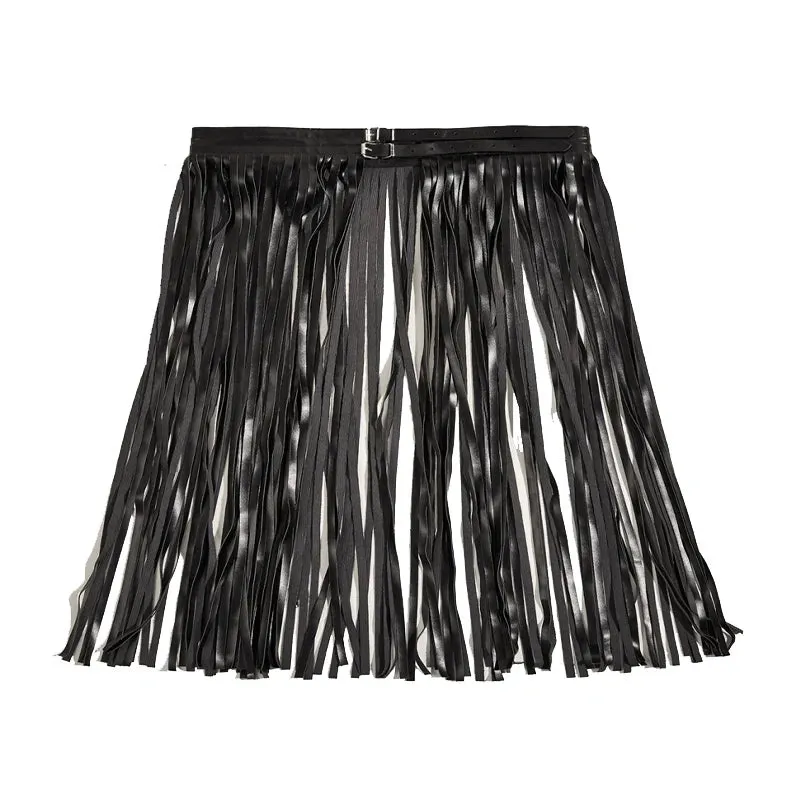 Gothic High Waist Faux Leather Long Skirt - Punk & Bohemian Vibes