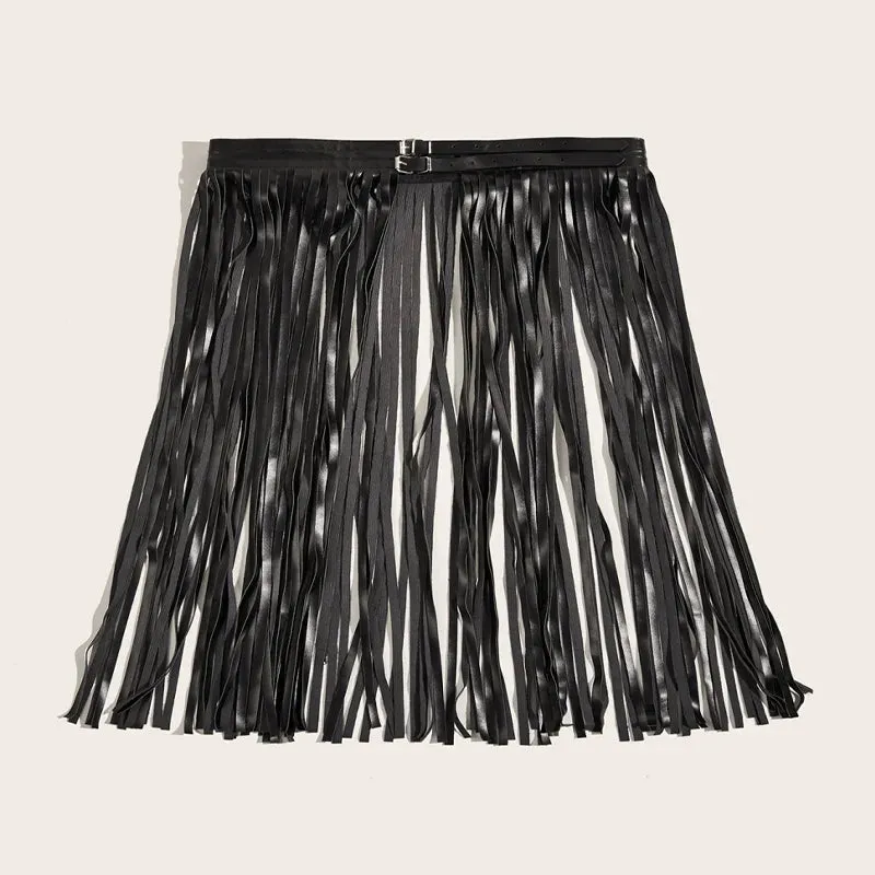Gothic High Waist Faux Leather Long Skirt - Punk & Bohemian Vibes